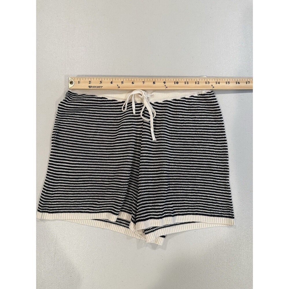 Striped Knit Shorts Womens Medium Drawstring Elastic Summer Travel Vacation - Picture 4 of 7